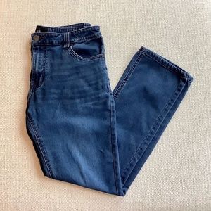 Blue Straight Leg Jeans Medium Wash